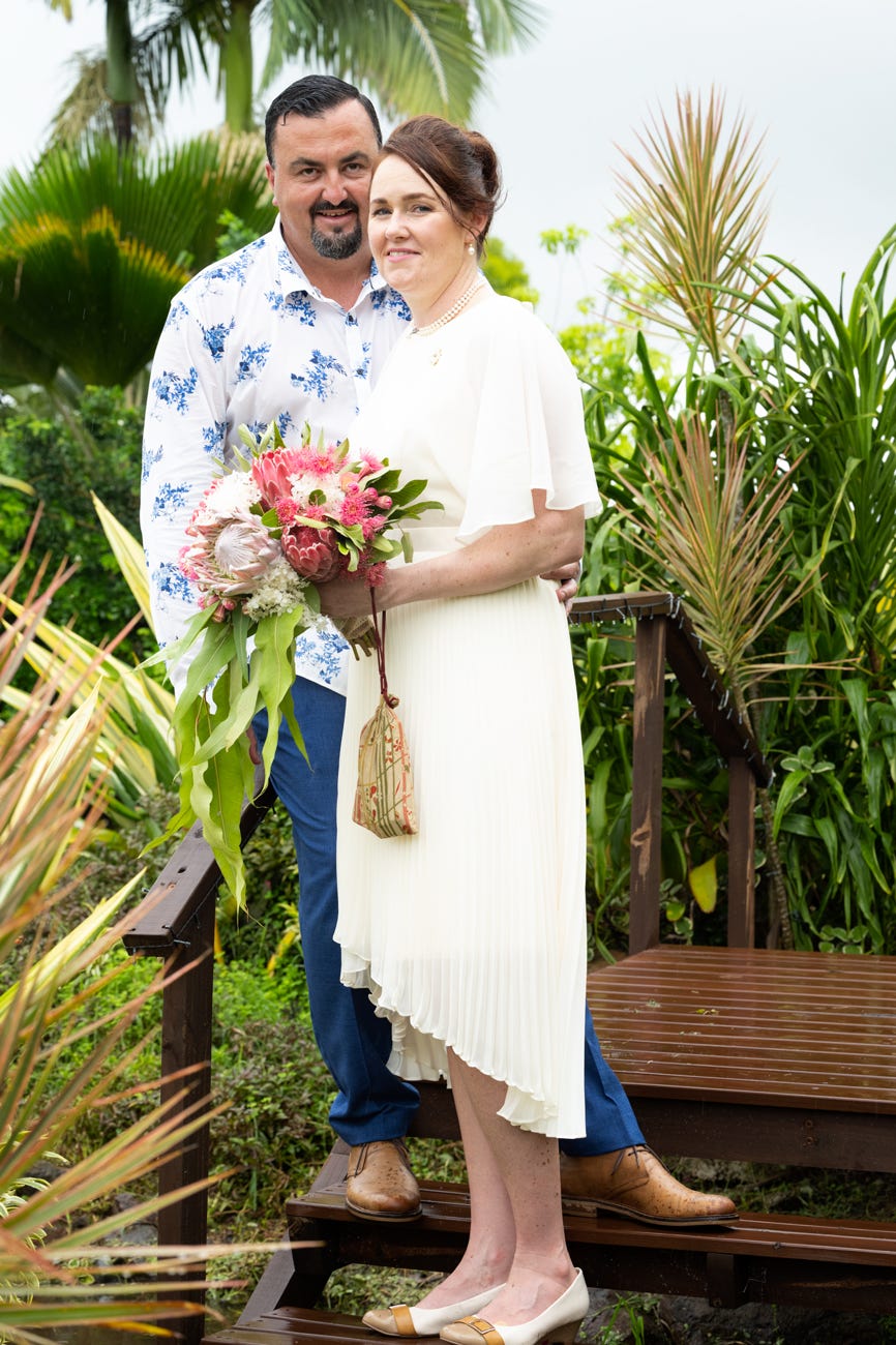 Bride and groom photographed in Mareeba in January 2023